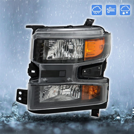 Findmall Headlight Assembly Replacement for Silverado 1500 Black Front LH
