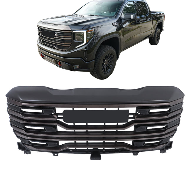 Findmall Black Straight-Trim Front Upper Bumper Grille AT4/AT4X Style Replacement for Sierra 1500 2022-2024