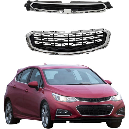 Findmall 2-Piece Chrome Front Upper and Lower Grille Set Replacement for Cruze 2015