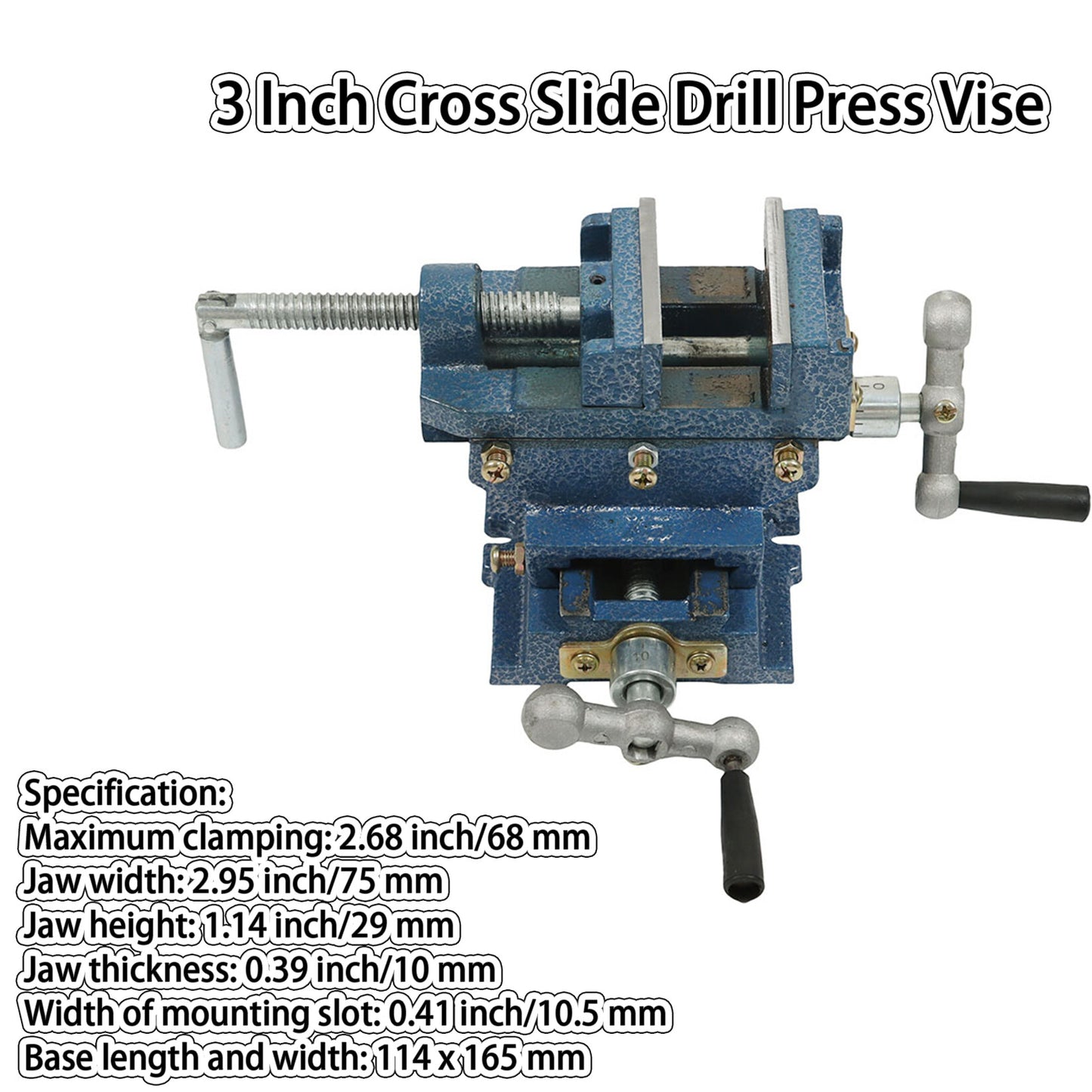 findmall 3 Inch Cross Slide Drill Press Vise Heavy Duty Benchtop Compound Cross Slide Vise Drill Press X-Y Compound Vise Fit for Milling Machine and other Mechanical Equipment - Blue