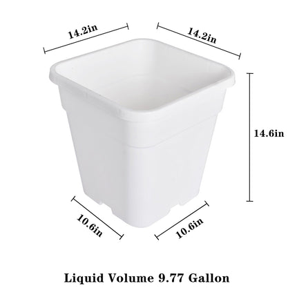 Findmall 5-Pack 10 Gallon Square Planter Nursery Pots, Flower Plant Container Injection Molded Plastic Nursery Pots Gardening Pots for Indoor Outdoor Vegetables, Succulents, White