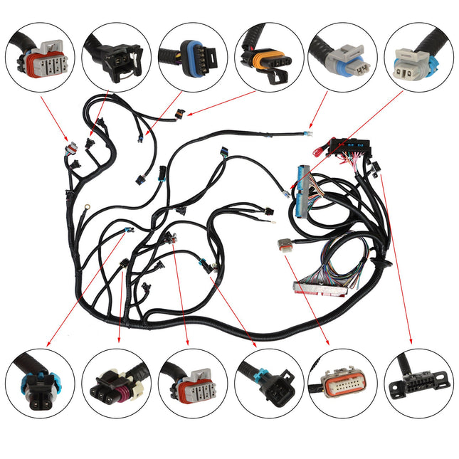 Premium Drive By Wire Standalone Wiring Harness Kit for 4L80E Transmission - Copper Core, ALDL Connector, ATO Style Fuse Block
