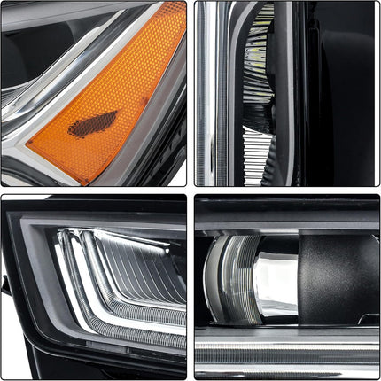 Findmall Driver Side Headlights Assembly with DRL Replacement for A6 S6 2016-2018 Housing Black Lamp LH 1PC 4G0941773K