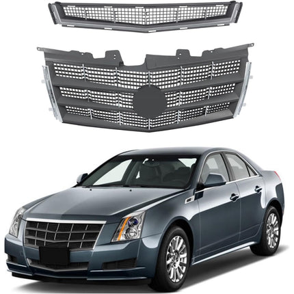Findmall 2-Piece Black Front Upper and Lower Grille Set Replacement for CTS