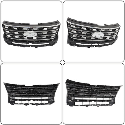 Findmall Front Grille Upper Silver Replacement for Explorer 2016-2017 FB5Z8200AC
