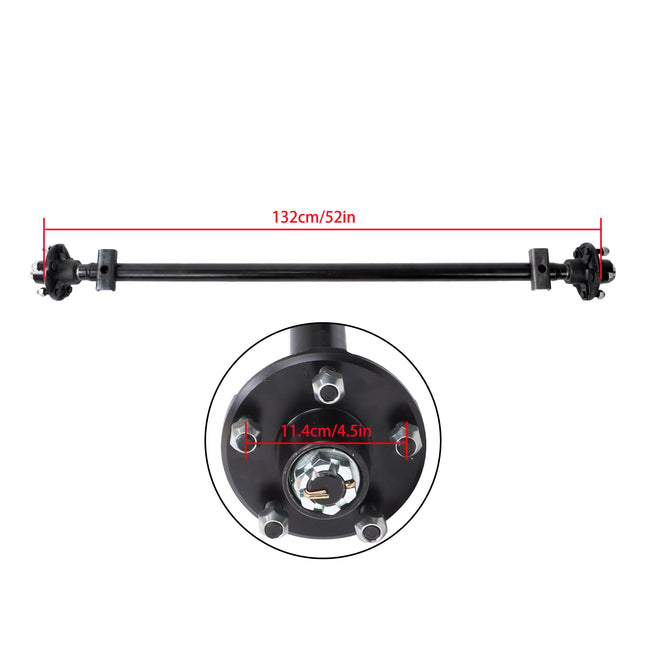 Findmall 2,000 lb Trailer Axle with U-Bolt Kit, 5 on 4.5 in, 52 in Hub Face
