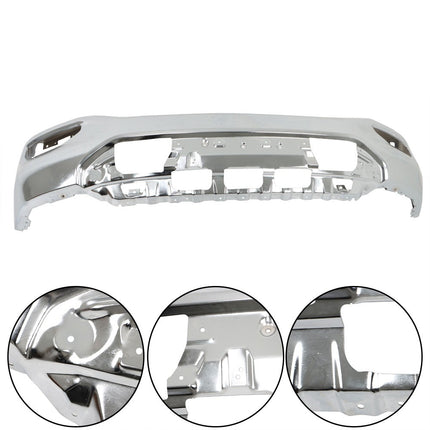 Findmall Chrome Steel Front Bumper Face Bar without Parking Sensor Holes Replacement for 2016-2018 GMC Sierra 1500, 23243501, GM1002867