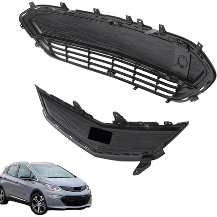 Findmall 2-Piece Glossy Black Front Upper and Lower Grille Molding Trim Set Replacement for Bolt EV 2017-2021 42576622 42729655