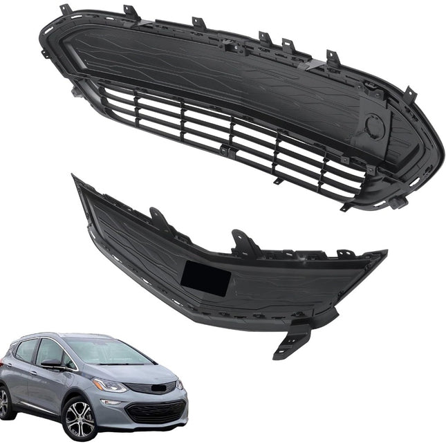 Findmall 2-Piece Glossy Black Front Upper and Lower Grille Molding Trim Set Replacement for Bolt EV 2017-2021 42576622 42729655