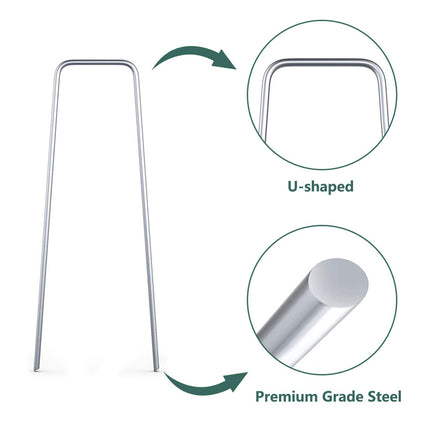 findmall 11 Gauge 6 Inch Landscaping U-Shaped Garden Nails for Weed Barrier Fabric, Landscape Fabric & Ground Cover