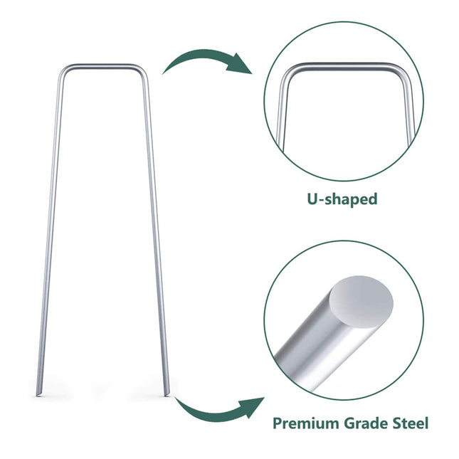 findmall 11 Gauge 6 Inch Landscaping U-Shaped Garden Nails for Weed Barrier Fabric, Landscape Fabric & Ground Cover