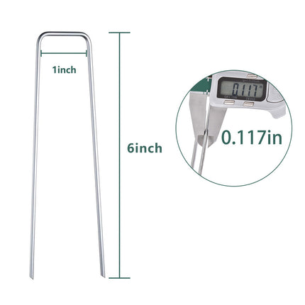 findmall 11 Gauge 6 Inch Landscaping U-Shaped Garden Nails for Weed Barrier Fabric, Landscape Fabric & Ground Cover