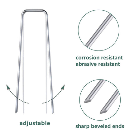findmall 11 Gauge 6 Inch Landscaping U-Shaped Garden Nails for Weed Barrier Fabric, Landscape Fabric & Ground Cover