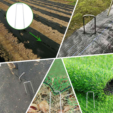 findmall 11 Gauge 6 Inch Landscaping U-Shaped Garden Nails for Weed Barrier Fabric, Landscape Fabric & Ground Cover