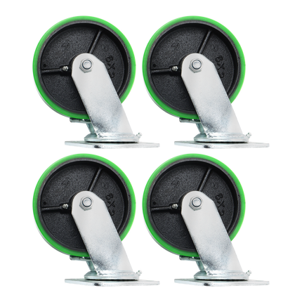 Findmall 4 Pack 6 Inch Polyurethane Swivel Caster Wheels with Total Lock Brake, Plate Mount, Heavy Duty Replacement Casters for Toolboxes, Workbenches & Industrial Equipment
