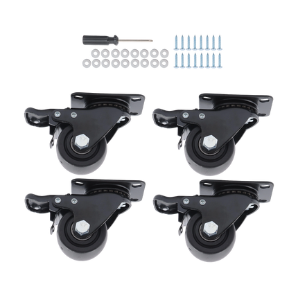 Findmall 4 Pack 2" Polyurethane Swivel Caster Wheels with Total Lock Brake, Top Plate Mount, Heavy Duty Low Center of Gravity Casters for Workbenches, Furniture & Carts