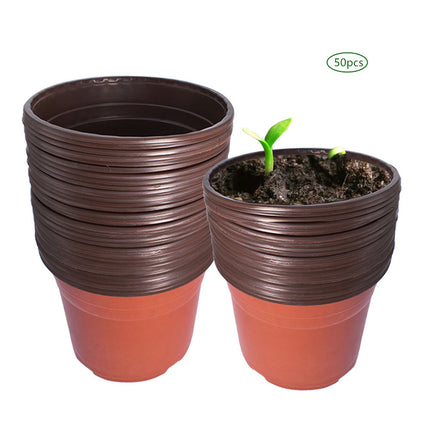 Findmall 50 Pack 11.6 Inch Plastic Nursery Pots with Drainage Holes, Round Plant Pots for Seed Starting, Flowers, Vegetables and Transplanting