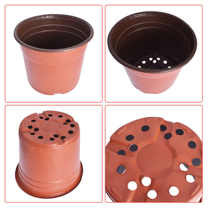 Findmall 100 Pack 9.4 Inch Plastic Nursery Pots with Drainage Holes, Round Plant Pots for Seed Starting, Seedlings, Flowers and Transplanting