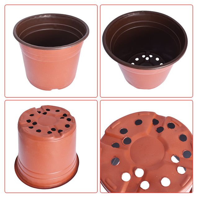 Findmall 100 Pack 9.4 Inch Plastic Nursery Pots with Drainage Holes, Round Plant Pots for Seed Starting, Seedlings, Flowers and Transplanting