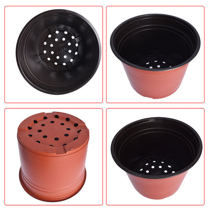 Findmall 100 Pack 9.4 Inch Plastic Nursery Pots with Drainage Holes, Round Plant Pots for Seed Starting, Seedlings, Flowers and Transplanting