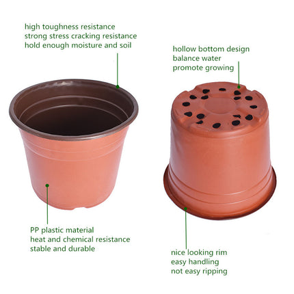 Findmall 100 Pack 9.4 Inch Plastic Nursery Pots with Drainage Holes, Round Plant Pots for Seed Starting, Seedlings, Flowers and Transplanting