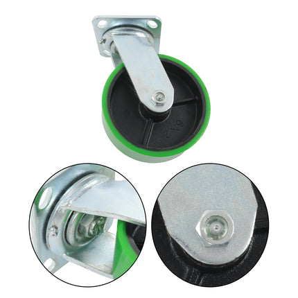 Findmall 4 Pack 4" Maintenance-Free Polyurethane on Aluminum Core Swivel Caster Wheels with Total Lock Brake, Top Plate Mount, Heavy Duty Industrial Casters for Equipment & Workbenches