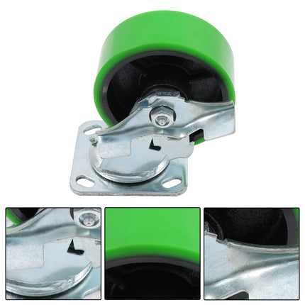 Findmall 4 Pack 5" Polyurethane Swivel Caster Wheels with Double Lock Brake, Top Plate Mount Heavy Duty Casters for Platform Trucks, U-Boat Carts & Workbenches