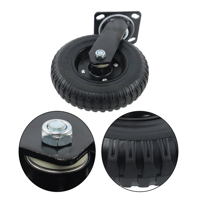 Findmall 2 Pack 8" Solid Rubber Swivel Caster Wheels with Wheel Brake, Top Plate Mount, Heavy Duty Casters for Carts, Dollies & Workbenches