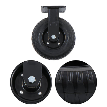 Findmall 4 Pack 8" Rubber Swivel & Rigid Caster Wheels with Wheel Brake, Top Plate Mount, Heavy Duty Casters for Flat Carts, Dollies & Workbenches