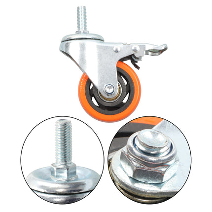 Findmall 4 Pack 3" PVC Swivel Caster Wheels with Double Lock Brake, M12-1.75 x 25mm Threaded Stem, Heavy Duty Casters for Industrial Equipment, Carts & Furniture