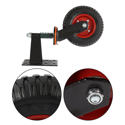 Findmall 1 Pack 8" Rubber Swivel Gate Wheel with Shock Absorbing Spring, 600 LB Capacity Fence Gate Caster with U-Bolt & Straight Bolt Mount for Metal Tube and Wooden Gates