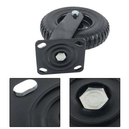 Findmall 2 Pack 8" Solid Rubber Swivel Caster Wheels with Wheel Brake, Top Plate Mount, Heavy Duty Casters for Carts, Dollies & Workbenches