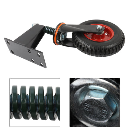 Findmall 1 Pack 8" Rubber Swivel Gate Wheel with Shock Absorbing Spring, 600 LB Capacity Fence Gate Caster with U-Bolt & Straight Bolt Mount for Metal Tube and Wooden Gates