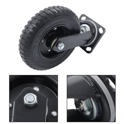 Findmall 2 Pack 8" Solid Rubber Rigid Caster Wheels, Top Plate Mount, Heavy Duty Casters for Carts, Dollies & Workbenches