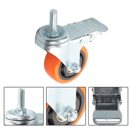 Findmall 4 Pack 3" PVC Swivel Caster Wheels with Double Lock Brake, M12-1.75 x 25mm Threaded Stem, Heavy Duty Casters for Industrial Equipment, Carts & Furniture