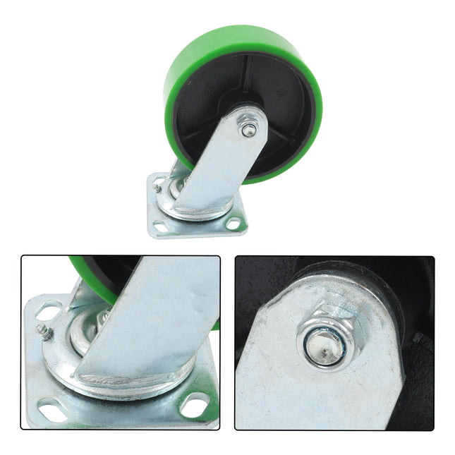 Findmall 4 Pack 4" Maintenance-Free Polyurethane on Aluminum Core Swivel Caster Wheels with Total Lock Brake, Top Plate Mount, Heavy Duty Industrial Casters for Equipment & Workbenches