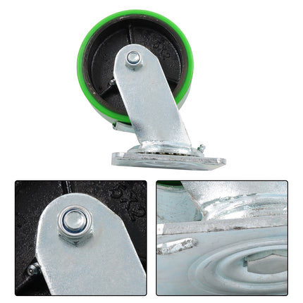 Findmall 4 Pack 5" Polyurethane Swivel Caster Wheels with Double Lock Brake, Top Plate Mount Heavy Duty Casters for Platform Trucks, U-Boat Carts & Workbenches