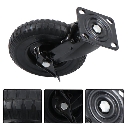 Findmall 4 Pack 8" Rubber Swivel & Rigid Caster Wheels with Wheel Brake, Top Plate Mount, Heavy Duty Casters for Flat Carts, Dollies & Workbenches