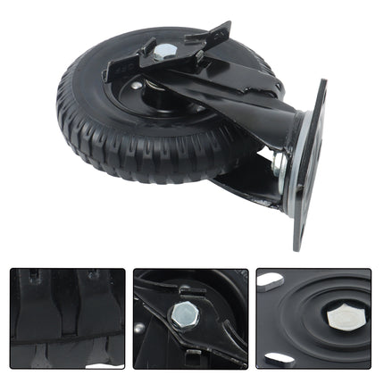 Findmall 2 Pack 8" Solid Rubber Swivel Caster Wheels with Wheel Brake, Top Plate Mount, Heavy Duty Casters for Carts, Dollies & Workbenches