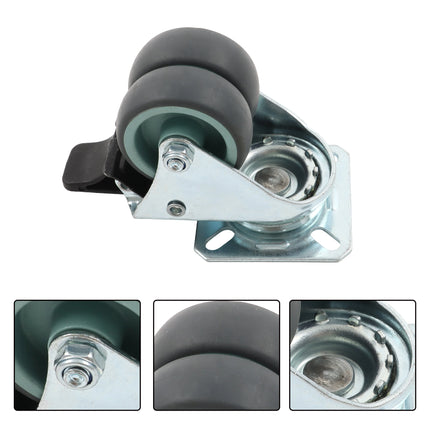 Findmall 8 Pack 2 Inch Gray TPR Dual Wheel Swivel Caster Wheels with Total Lock Brake, Plate Mount, Heavy Duty Replacement Casters for Carts, Workbenches &amp; Shelving