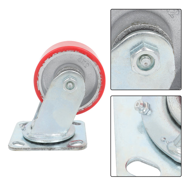 Findmall 4 Pack 4" Polyurethane on Iron Core Swivel Caster Wheels, Top Plate Mount Heavy Duty Casters for Workbenches, Toolboxes & Equipment