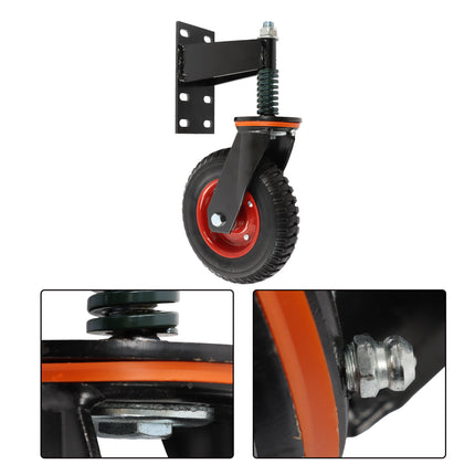 Findmall 1 Pack 8" Rubber Swivel Gate Wheel with Shock Absorbing Spring, 600 LB Capacity Fence Gate Caster with U-Bolt & Straight Bolt Mount for Metal Tube and Wooden Gates