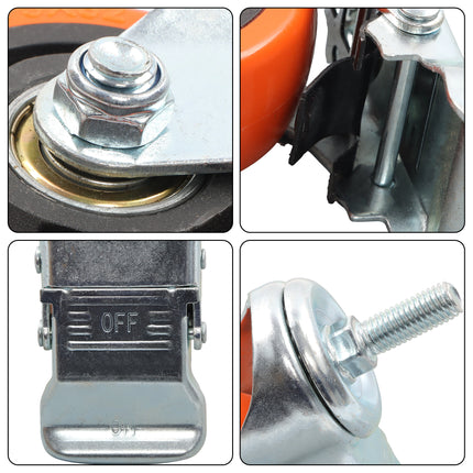 Findmall 4 Pack 3" PVC Swivel Caster Wheels with Double Lock Brake, M12-1.75 x 25mm Threaded Stem, Heavy Duty Casters for Industrial Equipment, Carts & Furniture