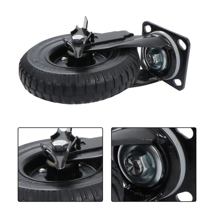 Findmall 4 Pack 8" Rubber Swivel & Rigid Caster Wheels with Wheel Brake, Top Plate Mount, Heavy Duty Casters for Flat Carts, Dollies & Workbenches