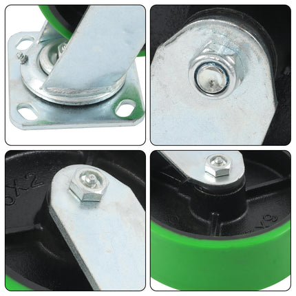 Findmall 4 Pack 4" Maintenance-Free Polyurethane on Aluminum Core Swivel Caster Wheels with Total Lock Brake, Top Plate Mount, Heavy Duty Industrial Casters for Equipment & Workbenches