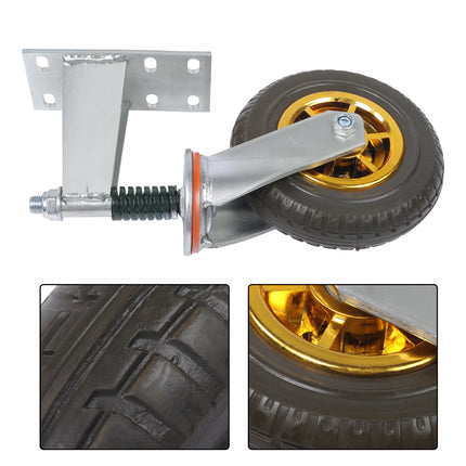 Findmall 2 Pack 8" Rubber Swivel Gate Caster Wheels with Spring Loaded Design, U-Bolt Mount, Heavy Duty Gate Wheels for Metal Tube Gates & Wooden Fence Gates