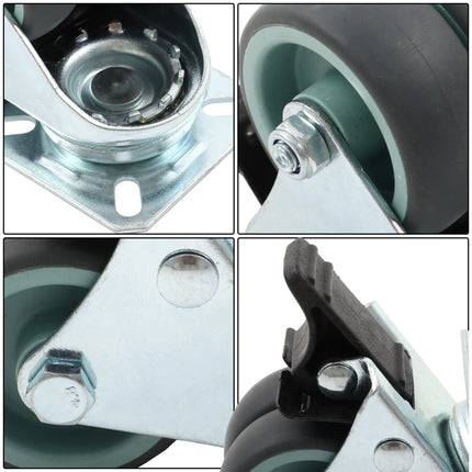 Findmall 8 Pack 2 Inch Gray TPR Dual Wheel Swivel Caster Wheels with Total Lock Brake, Plate Mount, Heavy Duty Replacement Casters for Carts, Workbenches &amp; Shelving