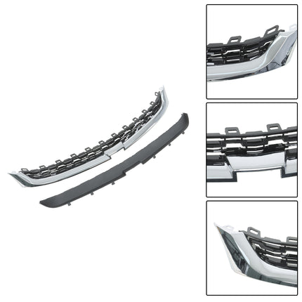 Findmall 3-Piece Black Front Grille Kit with Chrome Trim Replacement for Malibu 2014-2016 GM1036160